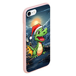 Чехол iPhone 7/8 матовый Зеленый дракон на новогоднем фоне, цвет: 3D-светло-розовый — фото 2