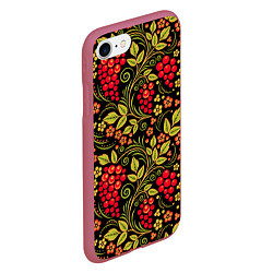 Чехол iPhone 7/8 матовый Хохломская роспись красные ягоды, цвет: 3D-малиновый — фото 2