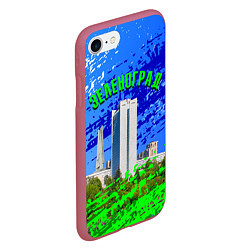 Чехол iPhone 7/8 матовый Зеленоград, цвет: 3D-малиновый — фото 2