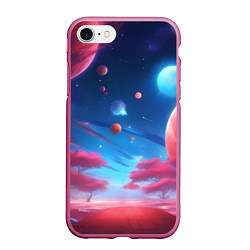 Чехол iPhone 7/8 матовый Красный лес, цвет: 3D-малиновый