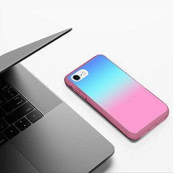 Чехол iPhone 7/8 матовый Синий и голубо-розовый градиент, цвет: 3D-малиновый — фото 2