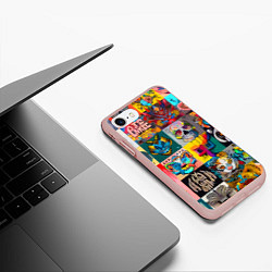 Чехол iPhone 7/8 матовый Всякая всячина - пэчворк, цвет: 3D-светло-розовый — фото 2