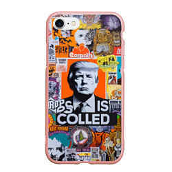 Чехол iPhone 7/8 матовый Donald Trump - american сollage, цвет: 3D-светло-розовый