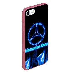 Чехол iPhone 7/8 матовый Mercedes-benz blue neon, цвет: 3D-малиновый — фото 2