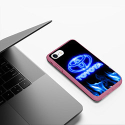 Чехол iPhone 7/8 матовый Toyota neon fire, цвет: 3D-малиновый — фото 2