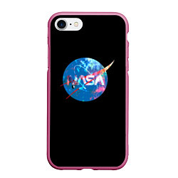 Чехол iPhone 7/8 матовый NASA true space star, цвет: 3D-малиновый
