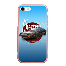 Чехол iPhone 7/8 матовый Американский маслкар Chevrolet Camaro третьего пок, цвет: 3D-светло-розовый