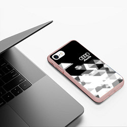 Чехол iPhone 7/8 матовый AUDI geometry sport, цвет: 3D-светло-розовый — фото 2