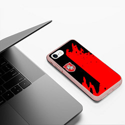 Чехол iPhone 7/8 матовый Белоруссия краски текстура, цвет: 3D-светло-розовый — фото 2