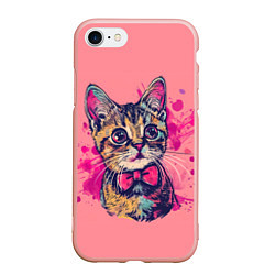 Чехол iPhone 7/8 матовый Милый котенок с бабочкой, цвет: 3D-светло-розовый