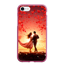 Чехол iPhone 7/8 матовый Влюбленная пара 14 февраля, цвет: 3D-малиновый