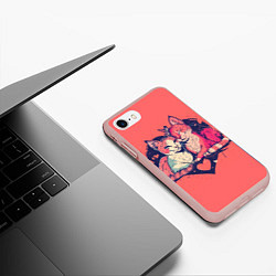 Чехол iPhone 7/8 матовый Влюбленные коты в виде сердца, цвет: 3D-светло-розовый — фото 2