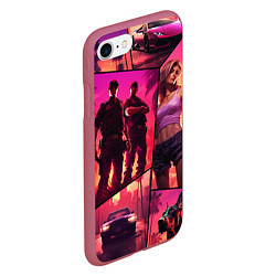 Чехол iPhone 7/8 матовый GTA V style art, цвет: 3D-малиновый — фото 2