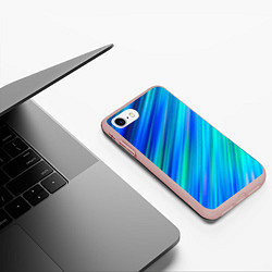 Чехол iPhone 7/8 матовый Неоновые синие лучи, цвет: 3D-светло-розовый — фото 2