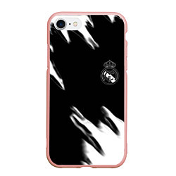 Чехол iPhone 7/8 матовый Real madrid белые краски текстура, цвет: 3D-светло-розовый