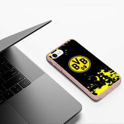 Чехол iPhone 7/8 матовый Borussia краски жёлтые, цвет: 3D-светло-розовый — фото 2