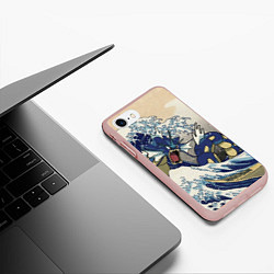 Чехол iPhone 7/8 матовый Kanagawa wave - Gyarados, цвет: 3D-светло-розовый — фото 2