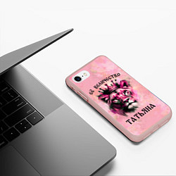 Чехол iPhone 7/8 матовый Её величество Татьяна - львица, цвет: 3D-светло-розовый — фото 2