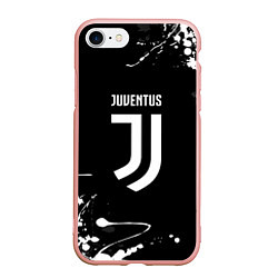 Чехол iPhone 7/8 матовый Juventus краски белые, цвет: 3D-светло-розовый