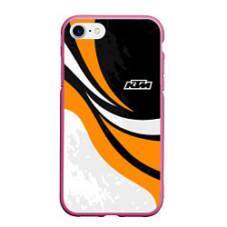 Чехол iPhone 7/8 матовый КТМ - оранжевые вставки, цвет: 3D-малиновый