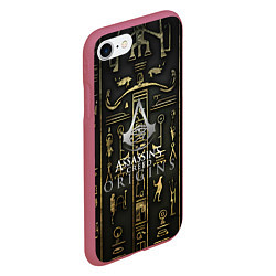 Чехол iPhone 7/8 матовый Assassins истоки иероглифы, цвет: 3D-малиновый — фото 2