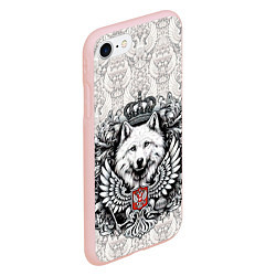 Чехол iPhone 7/8 матовый Волк белый герб России, цвет: 3D-светло-розовый — фото 2