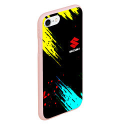 Чехол iPhone 7/8 матовый Suzuki краски абстрактные, цвет: 3D-светло-розовый — фото 2