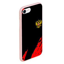 Чехол iPhone 7/8 матовый Россия герб краски красные, цвет: 3D-светло-розовый — фото 2