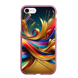 Чехол iPhone 7/8 матовый Золотые линии, цвет: 3D-малиновый