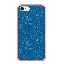 Чехол iPhone 7/8 матовый Школьный синий паттерн, цвет: 3D-светло-розовый