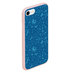 Чехол iPhone 7/8 матовый Школьный синий паттерн, цвет: 3D-светло-розовый — фото 2