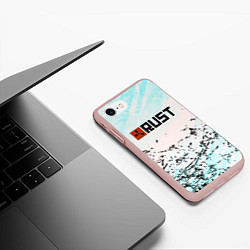 Чехол iPhone 7/8 матовый Rust game текстура, цвет: 3D-светло-розовый — фото 2