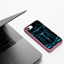 Чехол iPhone 7/8 матовый Мягкие абстрактные симметричные линии, цвет: 3D-малиновый — фото 2