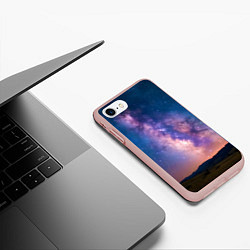 Чехол iPhone 7/8 матовый Млечный путь ночью, цвет: 3D-светло-розовый — фото 2