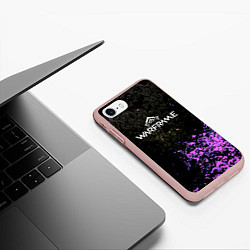 Чехол iPhone 7/8 матовый Warframe брызги неоновых красок, цвет: 3D-светло-розовый — фото 2