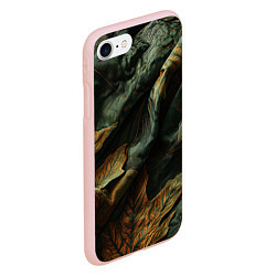Чехол iPhone 7/8 матовый Реалистичный охотничий камуфляж из ткани и листьев, цвет: 3D-светло-розовый — фото 2