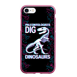 Чехол iPhone 7/8 матовый Paleontologists dig dinosaurs, цвет: 3D-малиновый