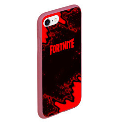 Чехол iPhone 7/8 матовый Fortnite game colors red, цвет: 3D-малиновый — фото 2