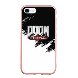 Чехол iPhone 7/8 матовый Doom eternal белые краски, цвет: 3D-светло-розовый