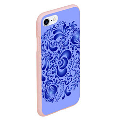 Чехол iPhone 7/8 матовый Узоры гжель на сиреневом фоне, цвет: 3D-светло-розовый — фото 2