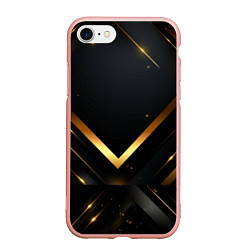 Чехол iPhone 7/8 матовый Gold luxury black abstract, цвет: 3D-светло-розовый