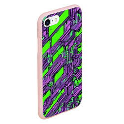 Чехол iPhone 7/8 матовый Фиолетовые фрагменты на зелёном фоне, цвет: 3D-светло-розовый — фото 2