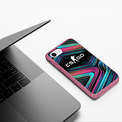 Чехол iPhone 7/8 матовый Counter Strike - stripes, цвет: 3D-малиновый — фото 2