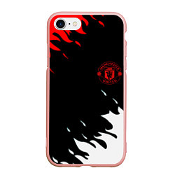 Чехол iPhone 7/8 матовый Manchester United flame fc, цвет: 3D-светло-розовый
