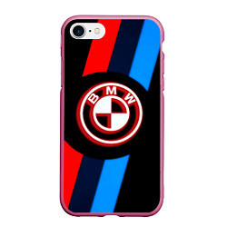 Чехол iPhone 7/8 матовый BMW sport geometry line, цвет: 3D-малиновый
