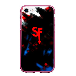 Чехол iPhone 7/8 матовый Салли фейс текстура краски, цвет: 3D-малиновый