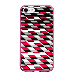 Чехол iPhone 7/8 матовый Красные четырёхугольники на белом фоне, цвет: 3D-малиновый