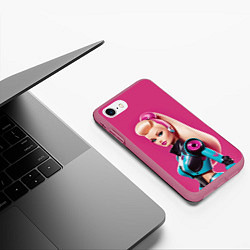 Чехол iPhone 7/8 матовый Кукла Барби - киберпанк, цвет: 3D-малиновый — фото 2