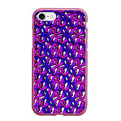 Чехол iPhone 7/8 матовый Фиолетовый узор и чёрная обводка, цвет: 3D-малиновый