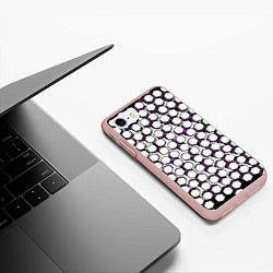 Чехол iPhone 7/8 матовый Киберпанк узор из шестиугольников розовый, цвет: 3D-светло-розовый — фото 2